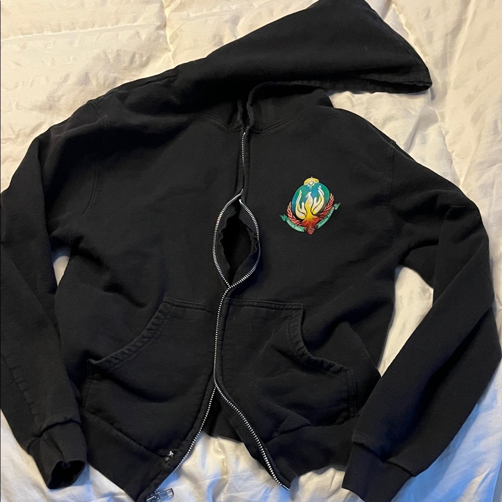 Black Hoodie with Embroidered Design